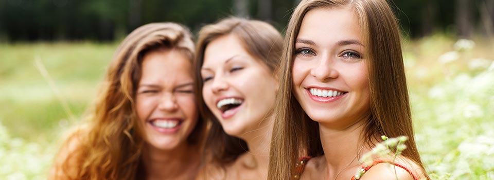 Girls smiling together